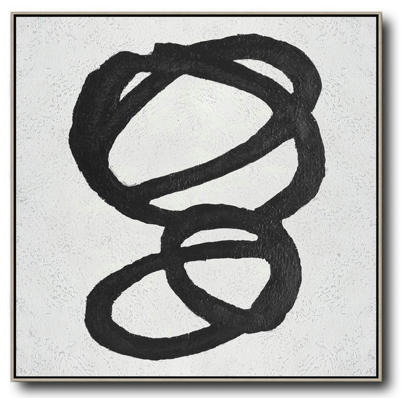Modern Wall Decor,Oversized Minimal Black And White Painting - Abstract Painting Modern Art